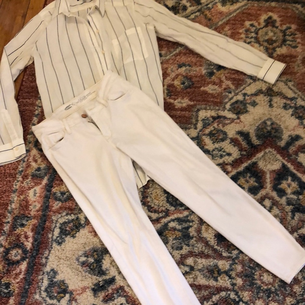 White mid rise jean